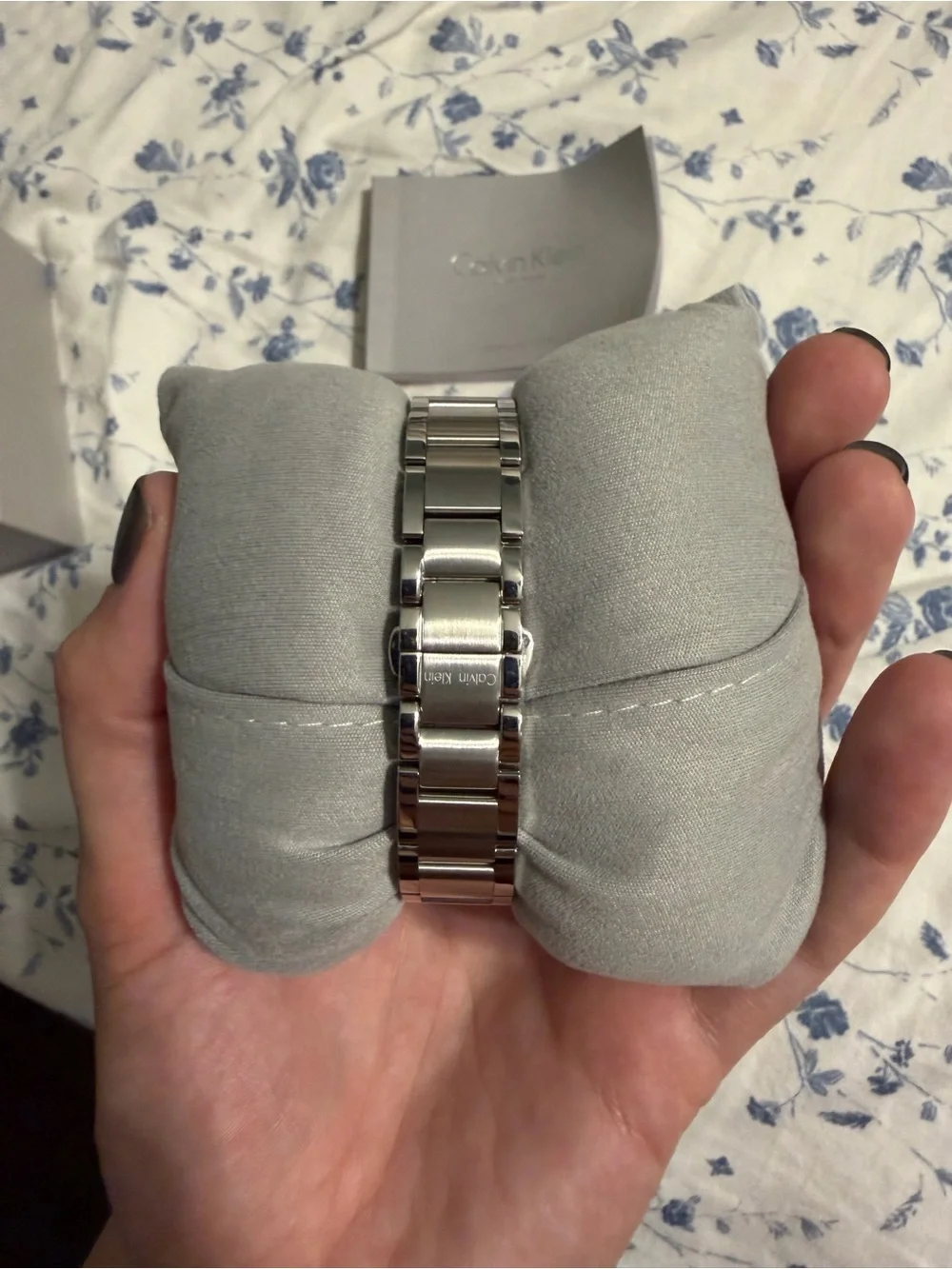 Calvin Klein Silver Stainless Steel Watch with Blue Dial